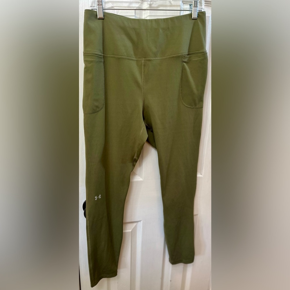 Under Armour Women's Olive Green Full Length Leggings with Pockets, 1X